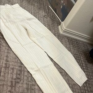 Club Monaco Ivory Striped Pleated Pants